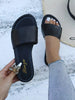 Women's Fashion Resort Beach Rhinestone & Pearl Decorated Slippers, Casual Comfortable Versatile Classic French Design Flat Open Toe Sandals